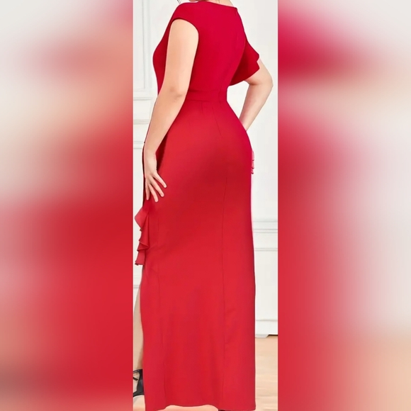 NWOT Red Ruffle Gown - Picture 2 of 2